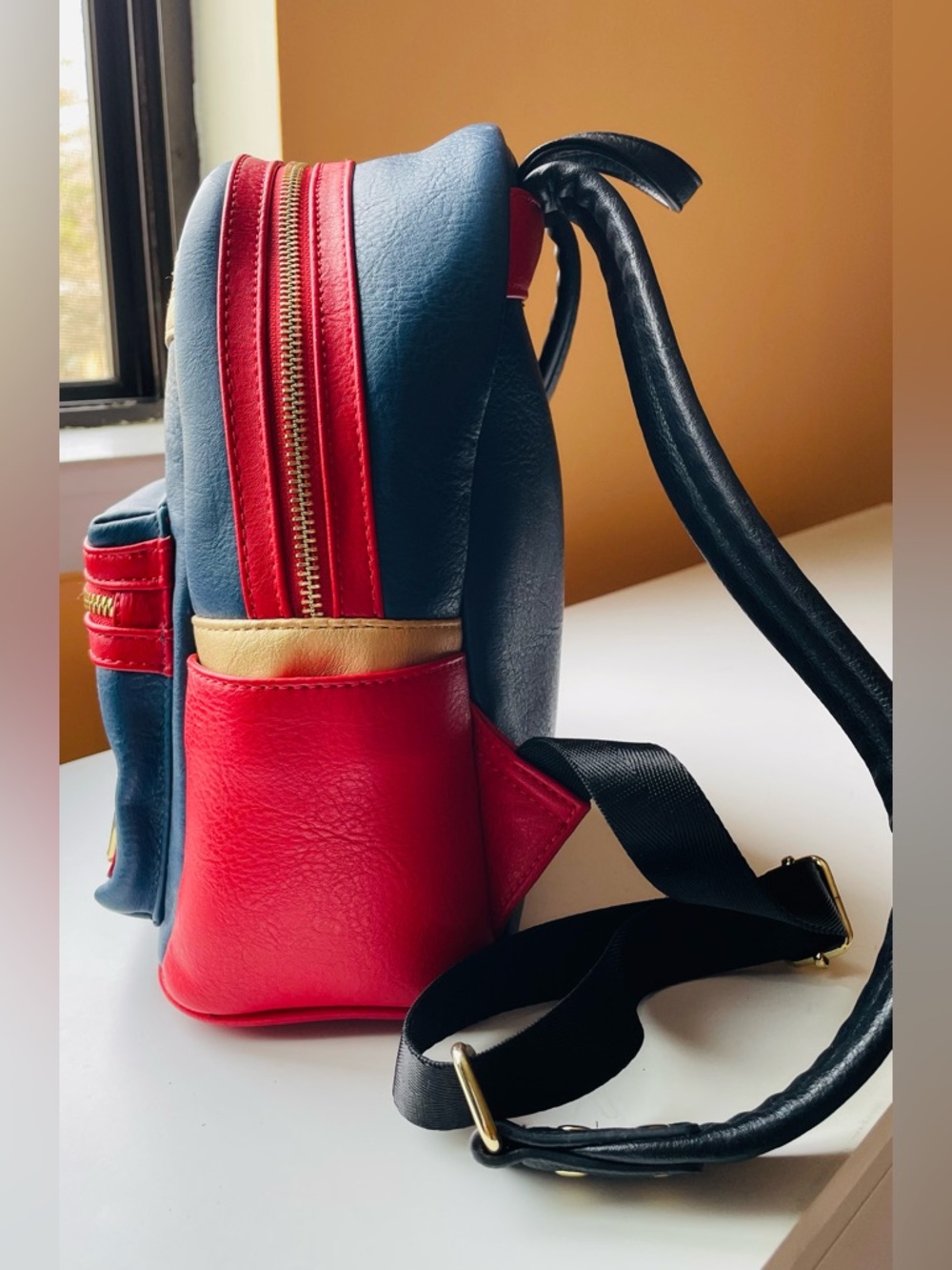 Marvel Captain Marvel Loungefly Mini Backpack — Blue, Red, Gold - Picture 5 of 6